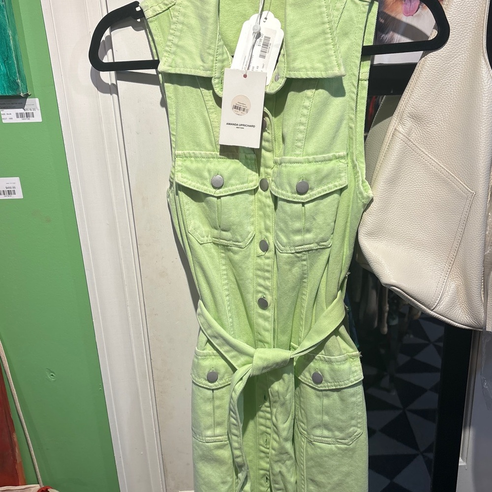 Amanda Uprichard Lime Green Sleeveless Utility Dress